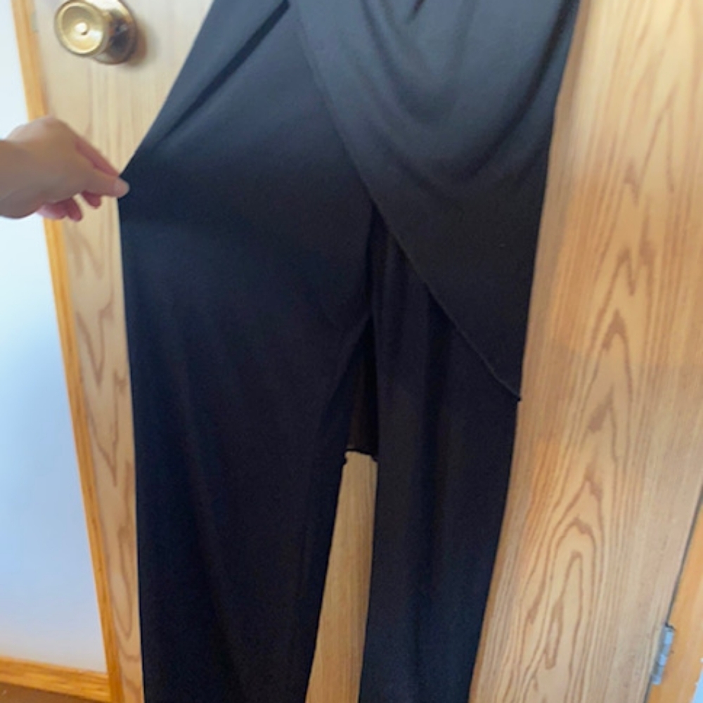 Black Tank, drapery, jumpsuit with free sequence shear shawl black.